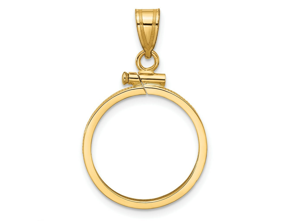FJC Finejewelers 14 kt Yellow Gold Polished 18.0mm x 1.35mm Screw Top Coin Bezel Pendant