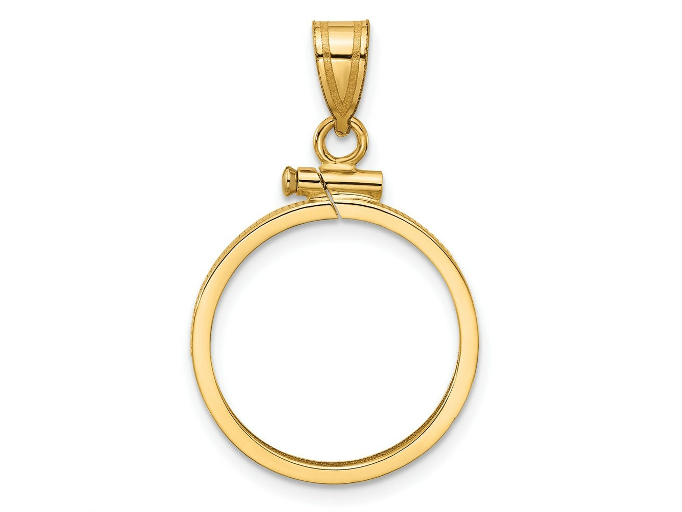 FJC Finejewelers 14 kt Yellow Gold Polished 18.0mm x 1.35mm Screw Top Coin Bezel Pendant