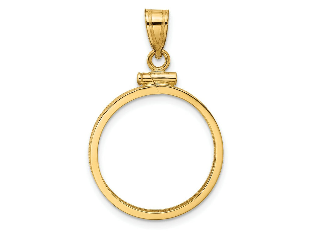 FJC Finejewelers 14 kt Yellow Gold Polished 20.0mm x 2.1mm Screw Top Coin Bezel Pendant