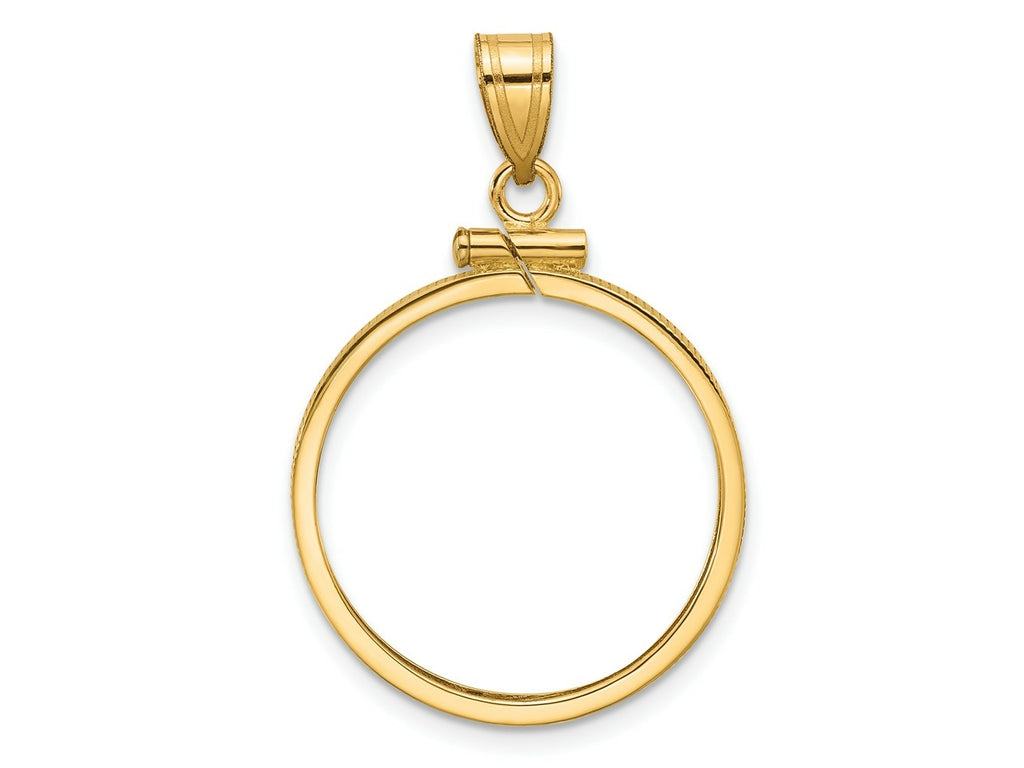FJC Finejewelers 14 kt Yellow Gold Polished 21.6mm x 1.7mm Screw Top Coin Bezel Pendant