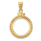 FJC Finejewelers 14 kt Yellow Gold Twisted Wire 16.5mm x 1.35mm Screw Top Coin Bezel Pendant