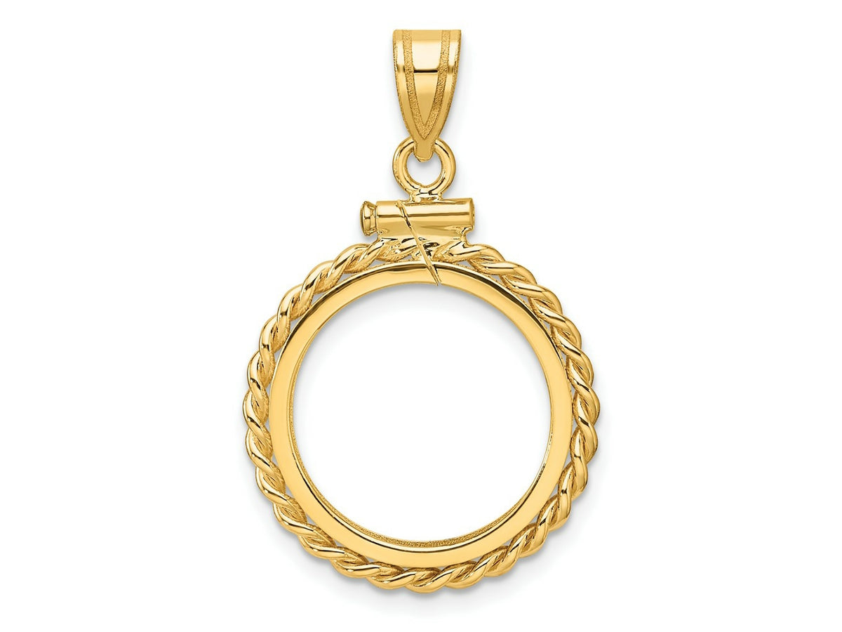 FJC Finejewelers 14 kt Yellow Gold Twisted Wire 16.5mm x 1.35mm Screw Top Coin Bezel Pendant