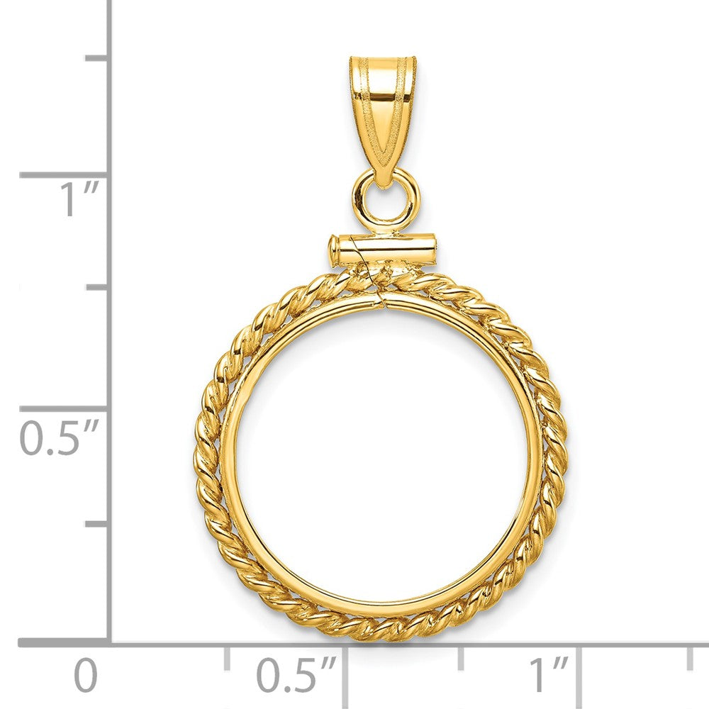 FJC Finejewelers 14 kt Yellow Gold Twisted Wire 17.8mm x 1.35mm Screw Top Coin Bezel Pendant