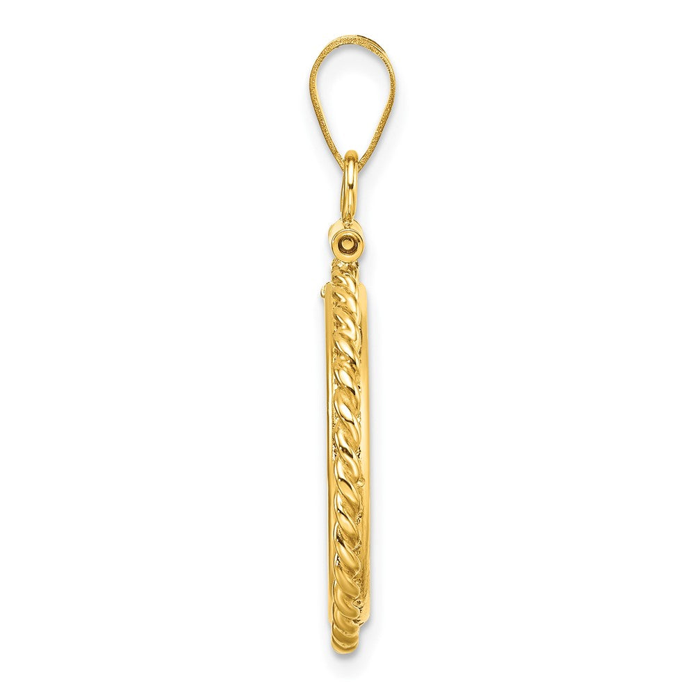 FJC Finejewelers 14 kt Yellow Gold Twisted Wire 18.0mm x 1.35mm Screw Top Coin Bezel Pendant