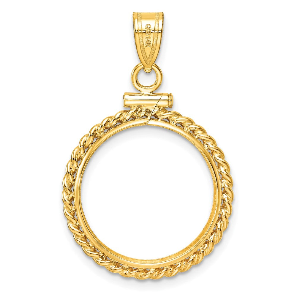 FJC Finejewelers 14 kt Yellow Gold Twisted Wire 18.0mm x 1.35mm Screw Top Coin Bezel Pendant