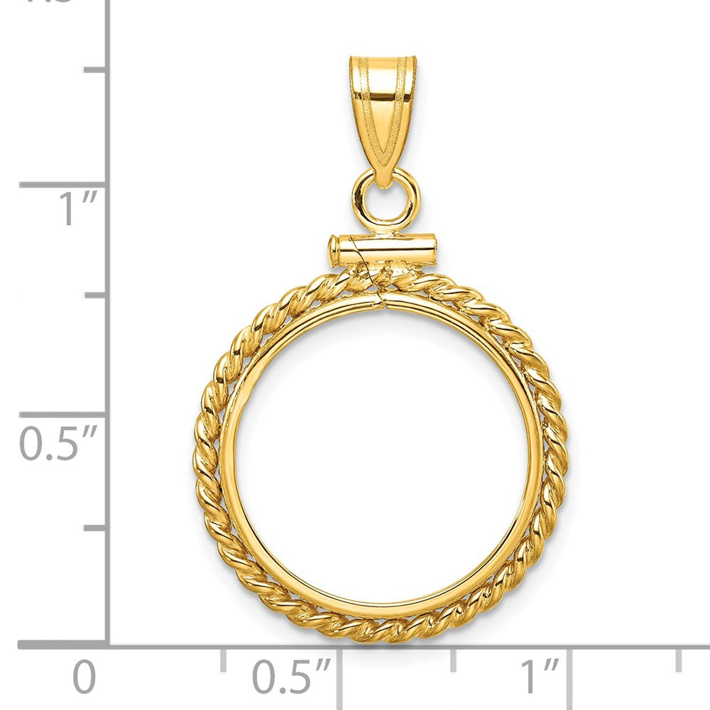 FJC Finejewelers 14 kt Yellow Gold Twisted Wire 18.0mm x 1.35mm Screw Top Coin Bezel Pendant