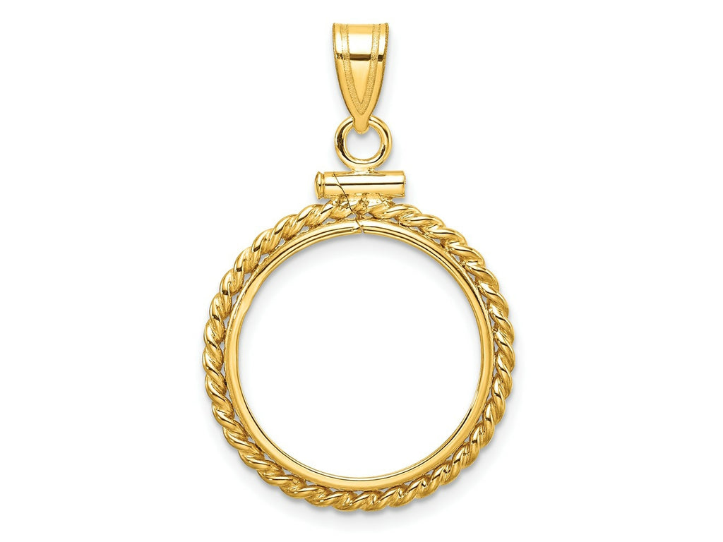 FJC Finejewelers 14 kt Yellow Gold Twisted Wire 18.0mm x 1.35mm Screw Top Coin Bezel Pendant