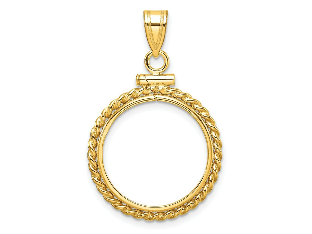 FJC Finejewelers 14 kt Yellow Gold Twisted Wire 19.0mm x 1.1mm Screw Top Coin Bezel Pendant
