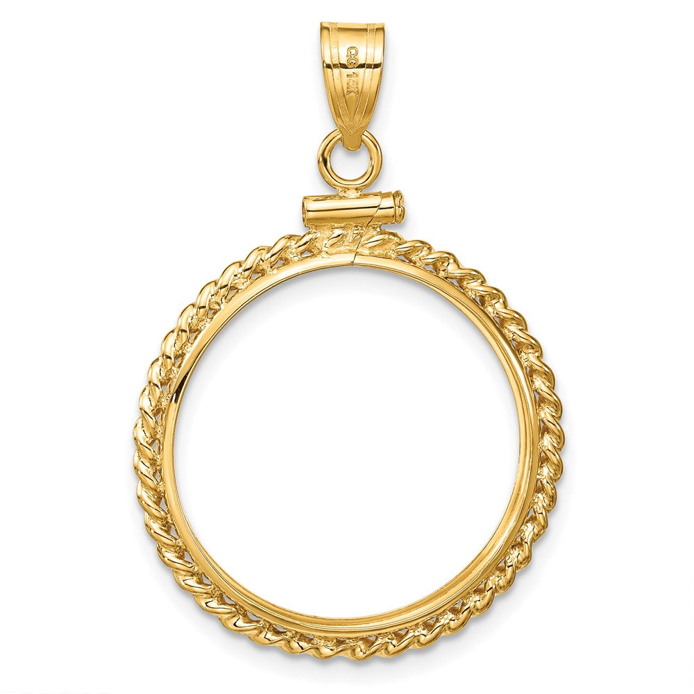 FJC Finejewelers 14 kt Yellow Gold Twisted Wire 21.6mm x 1.7mm Screw Top Coin Bezel Pendant