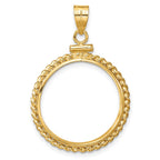 FJC Finejewelers 14 kt Yellow Gold Twisted Wire 21.6mm x 1.7mm Screw Top Coin Bezel Pendant