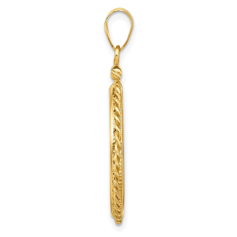 FJC Finejewelers 14 kt Yellow Gold Twisted Wire 22.0mm x 1.9mm Screw Top Coin Bezel Pendant