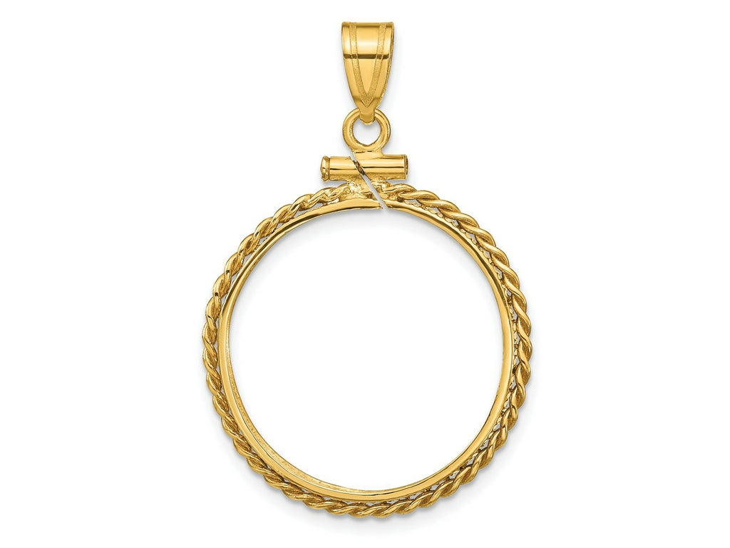 FJC Finejewelers 14 kt Yellow Gold Twisted Wire 22.0mm x 1.9mm Screw Top Coin Bezel Pendant