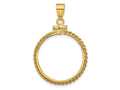FJC Finejewelers 14 kt Yellow Gold Twisted Wire 22.0mm x 1.9mm Screw Top Coin Bezel Pendant