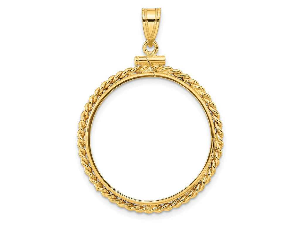FJC Finejewelers 14 kt Yellow Gold Twisted Wire 25.0mm x 2.35mm Screw Top Coin Bezel Pendant