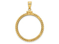 FJC Finejewelers 14 kt Yellow Gold Twisted Wire 25.0mm x 2.35mm Screw Top Coin Bezel Pendant