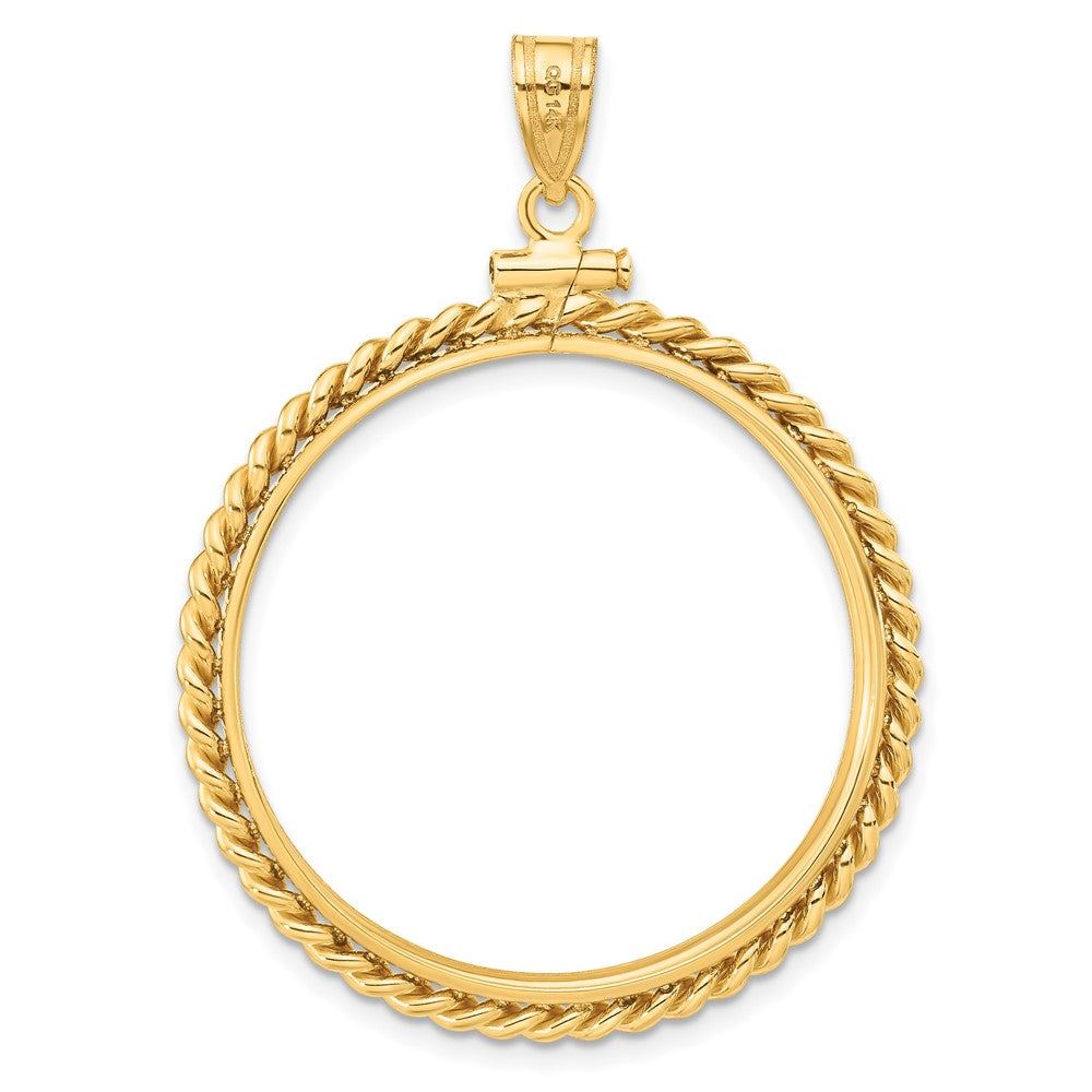 FJC Finejewelers 14 kt Yellow Gold Twisted Wire 30.0mm x 3.00mm Screw Top Coin Bezel Pendant