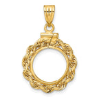 FJC Finejewelers 14 kt Yellow Gold Rope 13.0mm x 1.1mm Screw Top Coin Bezel Pendant