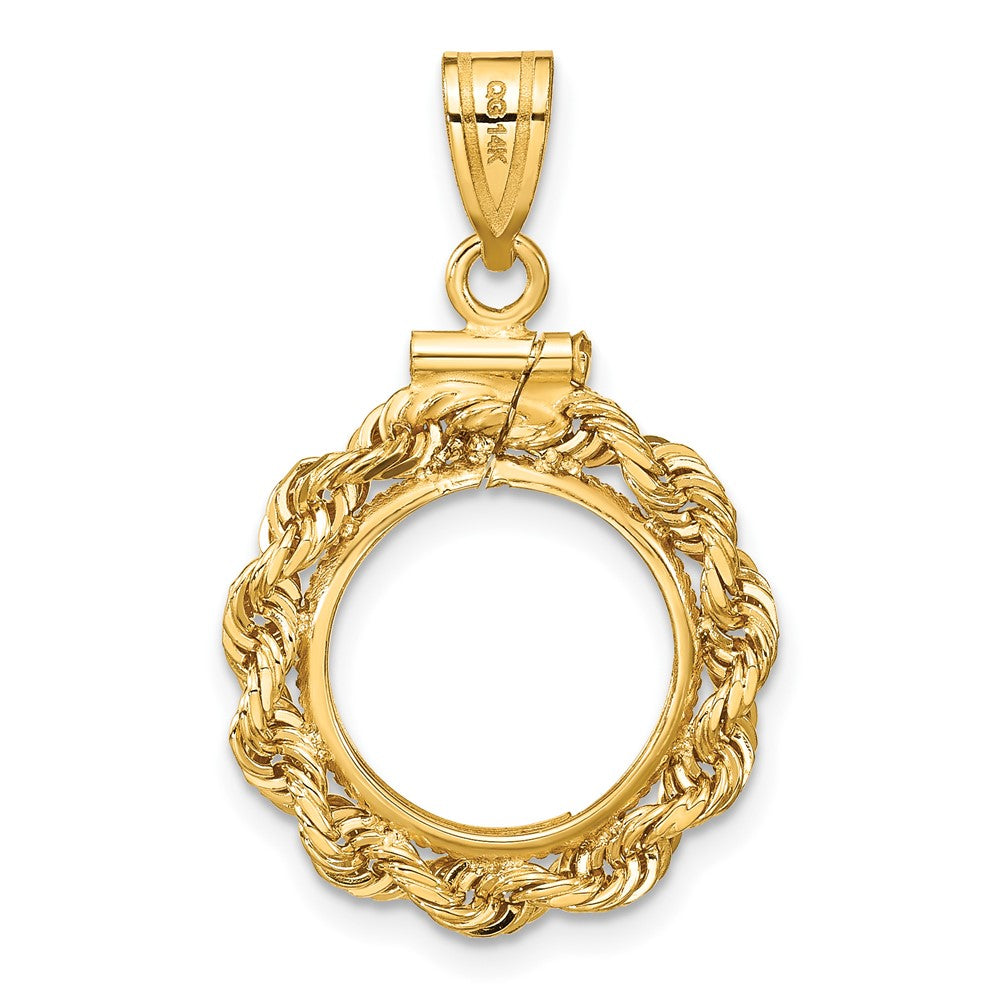FJC Finejewelers 14 kt Yellow Gold Rope 13.0mm x 1.1mm Screw Top Coin Bezel Pendant