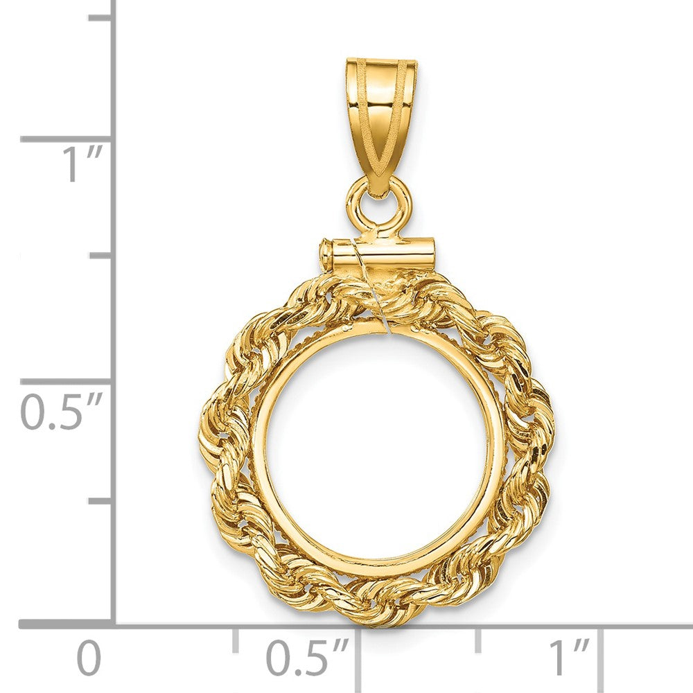 FJC Finejewelers 14 kt Yellow Gold Rope 13.0mm x 1.1mm Screw Top Coin Bezel Pendant