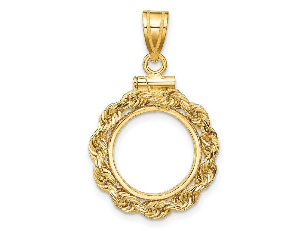 FJC Finejewelers 14 kt Yellow Gold Rope 13.0mm x 1.1mm Screw Top Coin Bezel Pendant