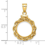 FJC Finejewelers 14 kt Yellow Gold Rope 14.0mm x 1.1mm Screw Top Coin Bezel Pendant