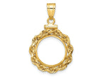 FJC Finejewelers 14 kt Yellow Gold Rope 14.0mm x 1.1mm Screw Top Coin Bezel Pendant