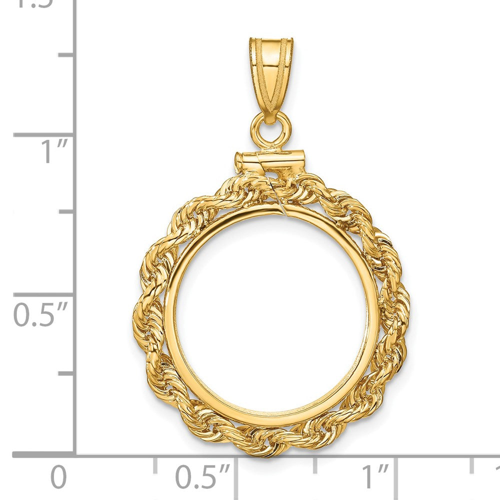 FJC Finejewelers 14 kt Yellow Gold Rope 17.8mm x 1.35mm Screw Top Coin Bezel Pendant