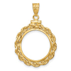 FJC Finejewelers 14 kt Yellow Gold Rope 17.8mm x 1.35mm Screw Top Coin Bezel Pendant