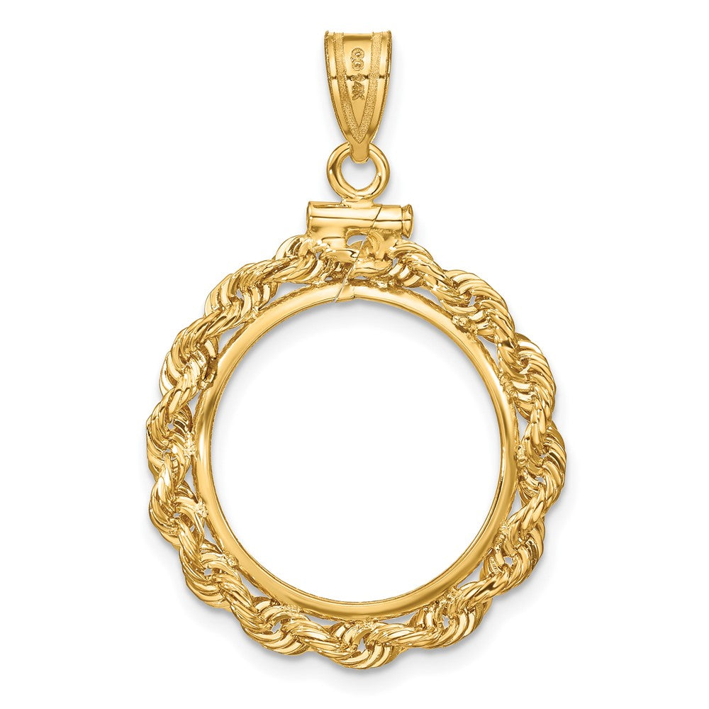 FJC Finejewelers 14 kt Yellow Gold Rope 17.8mm x 1.35mm Screw Top Coin Bezel Pendant