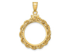FJC Finejewelers 14 kt Yellow Gold Rope 17.8mm x 1.35mm Screw Top Coin Bezel Pendant