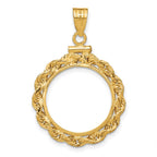 FJC Finejewelers 14 kt Yellow Gold Rope 18.0mm x 1.35mm Screw Top Coin Bezel Pendant