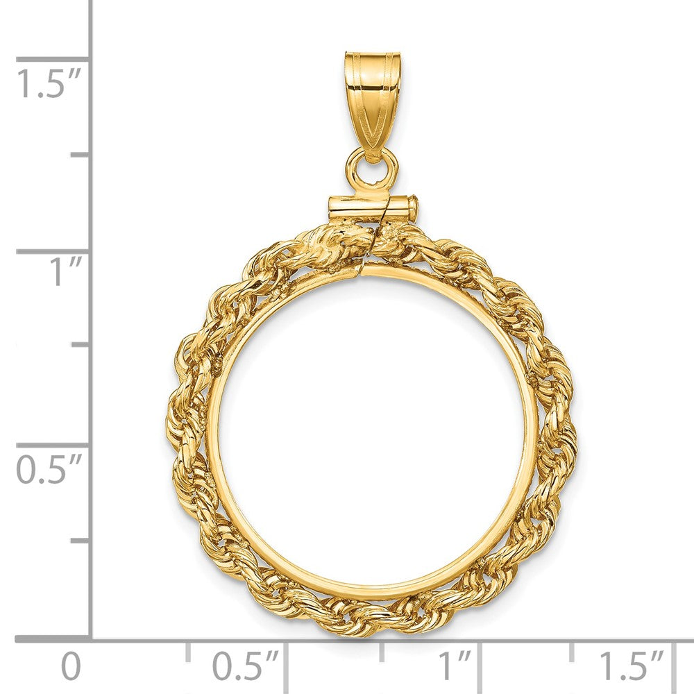 FJC Finejewelers 14 kt Yellow Gold Rope 22.0mm x 1.9mm Screw Top Coin Bezel Pendant