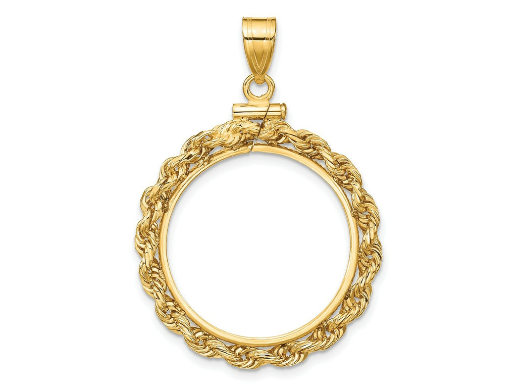 FJC Finejewelers 14 kt Yellow Gold Rope 22.0mm x 1.9mm Screw Top Coin Bezel Pendant