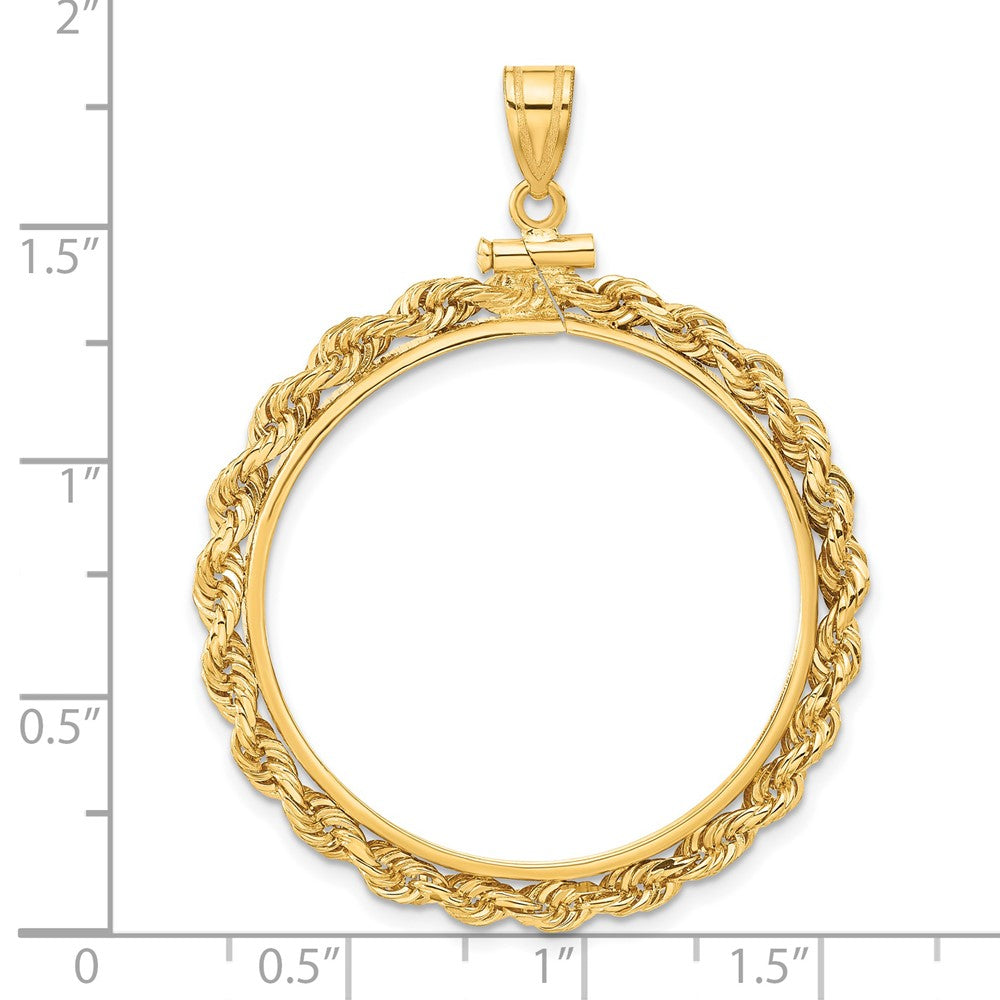 FJC Finejewelers 14 kt Yellow Gold Rope 30.0mm x 3.00mm Screw Top Coin Bezel Pendant
