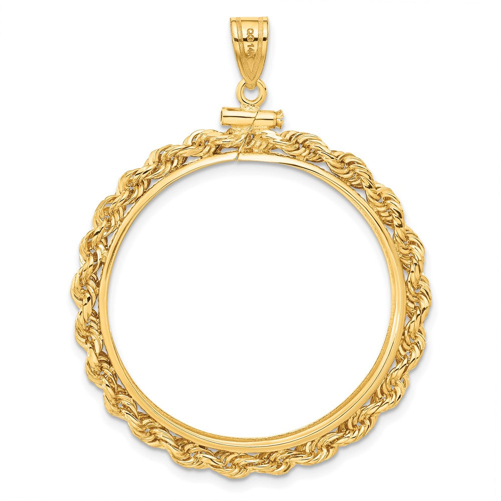 FJC Finejewelers 14 kt Yellow Gold Rope 30.0mm x 3.00mm Screw Top Coin Bezel Pendant