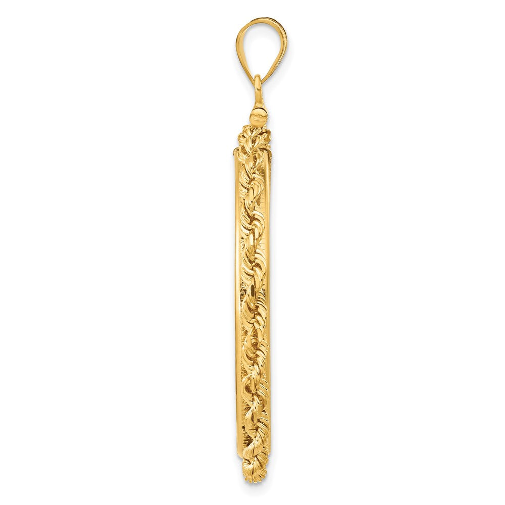 FJC Finejewelers 14 kt Yellow Gold Rope 32.0mm x 2.85mm Screw Top Coin Bezel Pendant