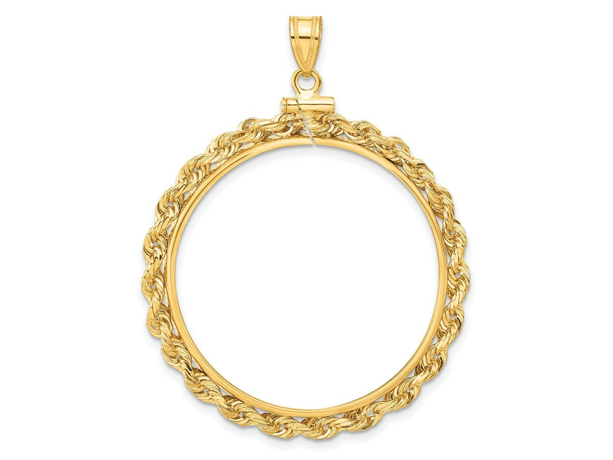 FJC Finejewelers 14 kt Yellow Gold Rope 32.0mm x 2.85mm Screw Top Coin Bezel Pendant
