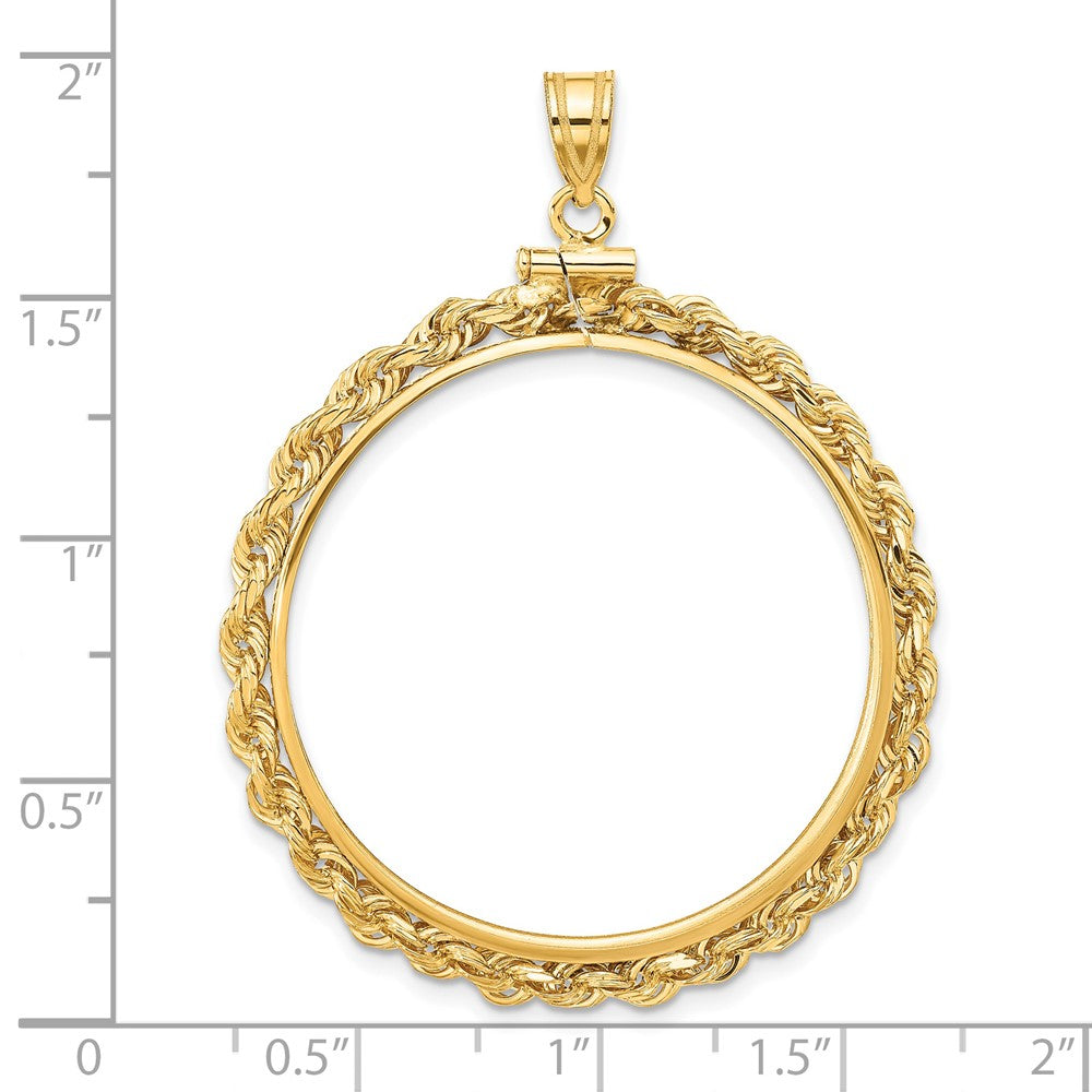 FJC Finejewelers 14 kt Yellow Gold Rope 32.7mm x 3.00mm Screw Top Coin Bezel Pendant
