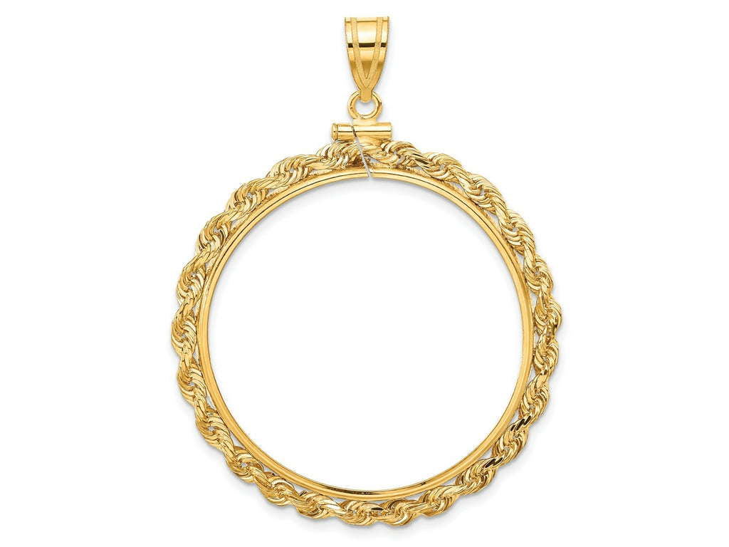 FJC Finejewelers 14 kt Yellow Gold Rope 34.2mm x 2.85mm Screw Top Coin Bezel Pendant