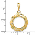 FJC Finejewelers 14 kt Yellow Gold and Textured Braided 13.0mm Prong Coin Bezel Pendant