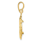 FJC Finejewelers 14 kt Yellow Gold and Textured Braided 13.0mm Prong Coin Bezel Pendant