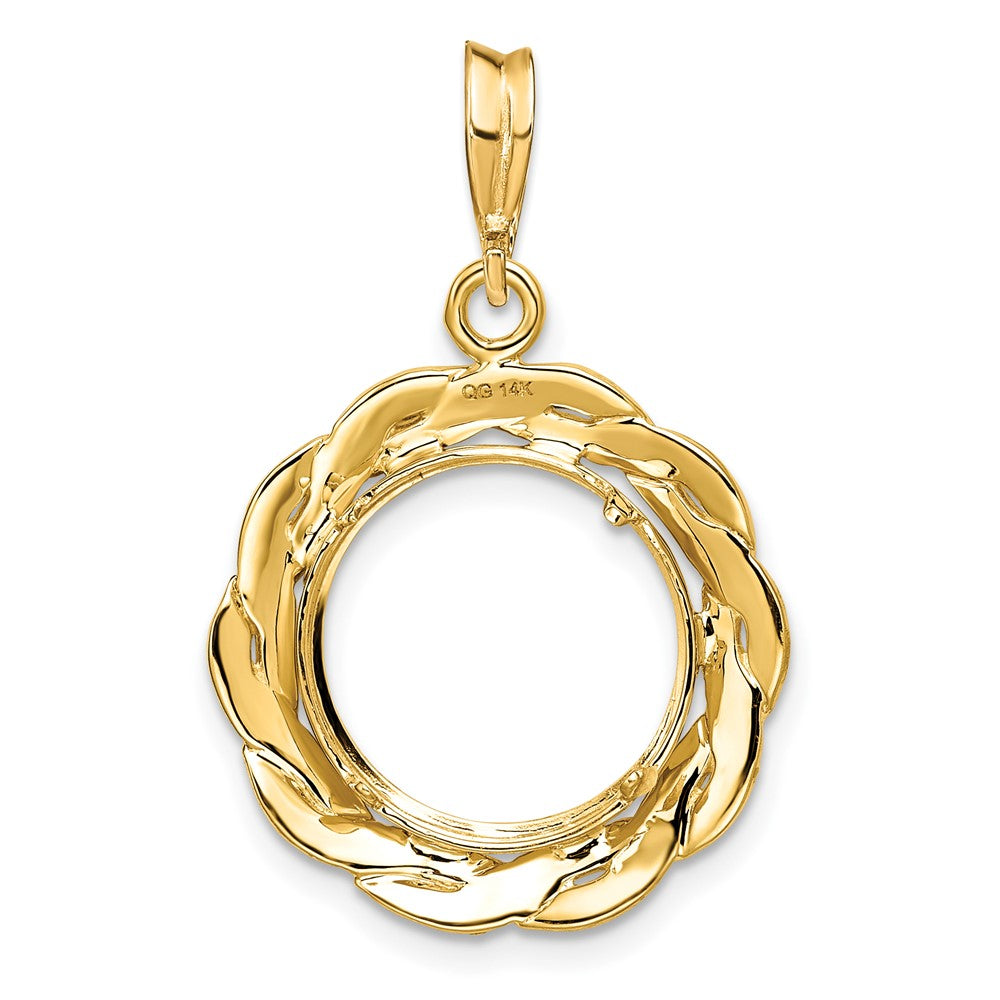 FJC Finejewelers 14 kt Yellow Gold and Textured Braided 13.0mm Prong Coin Bezel Pendant