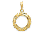 FJC Finejewelers 14 kt Yellow Gold and Textured Braided 13.0mm Prong Coin Bezel Pendant