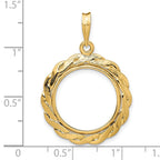 FJC Finejewelers 14 kt Yellow Gold and Textured Braided 17.8mm Prong Coin Bezel Pendant