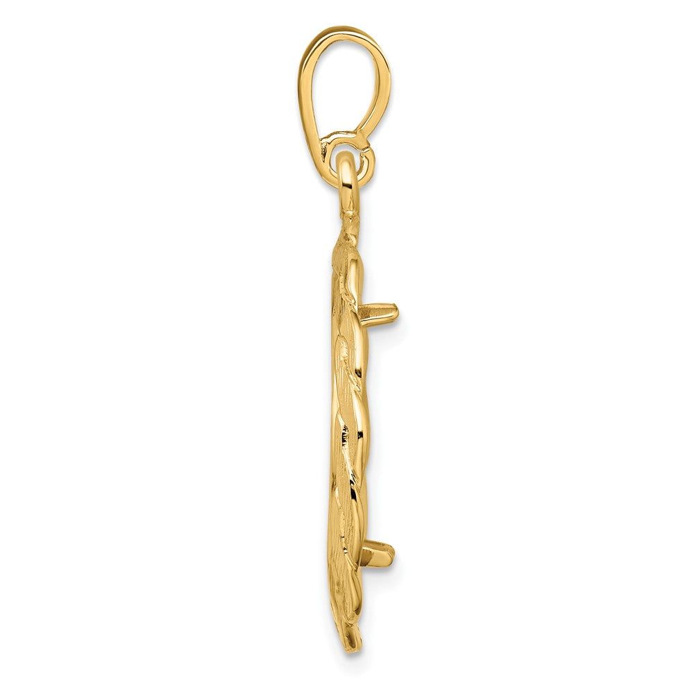 FJC Finejewelers 14 kt Yellow Gold and Textured Braided 17.8mm Prong Coin Bezel Pendant