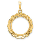 FJC Finejewelers 14 kt Yellow Gold and Textured Braided 17.8mm Prong Coin Bezel Pendant
