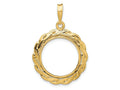 FJC Finejewelers 14 kt Yellow Gold and Textured Braided 17.8mm Prong Coin Bezel Pendant