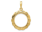 FJC Finejewelers 14 kt Yellow Gold and Textured Braided 17.8mm Prong Coin Bezel Pendant