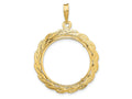 FJC Finejewelers 14 kt Yellow Gold and Textured Braided 21.6mm Prong Coin Bezel Pendant