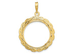 FJC Finejewelers 14 kt Yellow Gold and Textured Braided 21.6mm Prong Coin Bezel Pendant